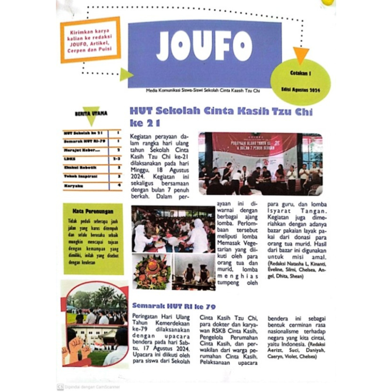 Lahirnya Kembali Ekskul Jurnalistik di SMP Cinta Kasih Tzu Chi