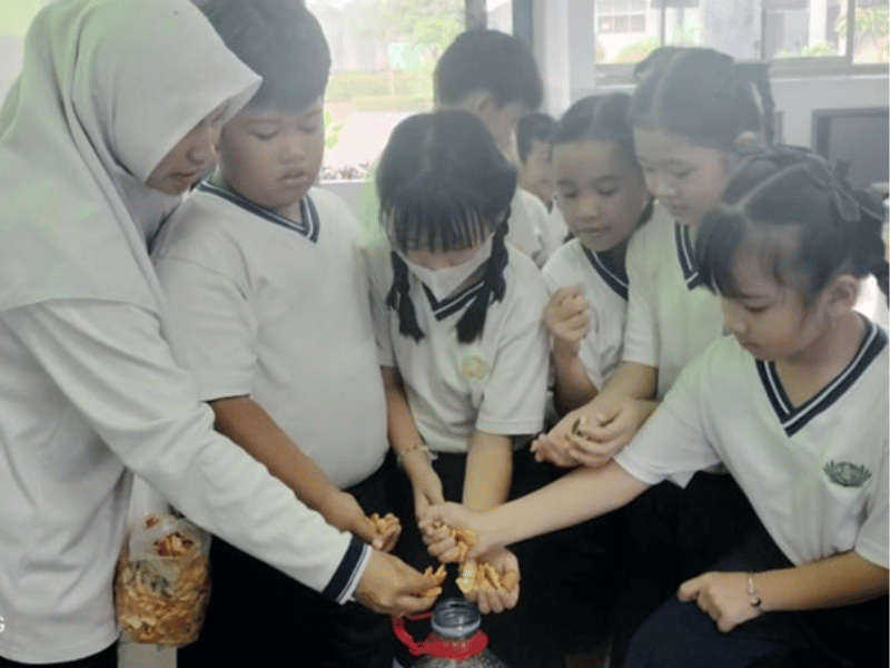 Makan Buah Bersama dan Membuat Eco Enzim di SDS Cinta Kasih Tzu Chi