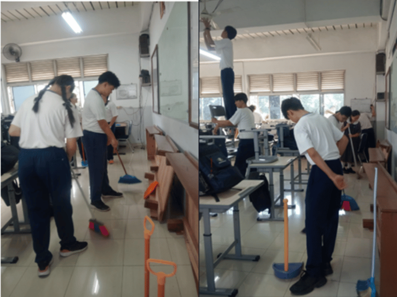 Bersama Menjaga Kerbersihan Kelas Lewat Kegiatan Jumat Bersih  di SMK Cinta Kasih Tzu Chi