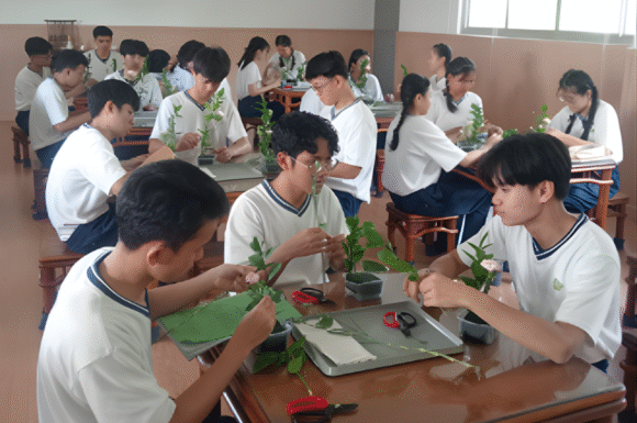 Makna Kehidupan dari Seni Merangkai Bunga dalam Kelas Budaya Humanis SMK Cinta Kasih Tzu Chi