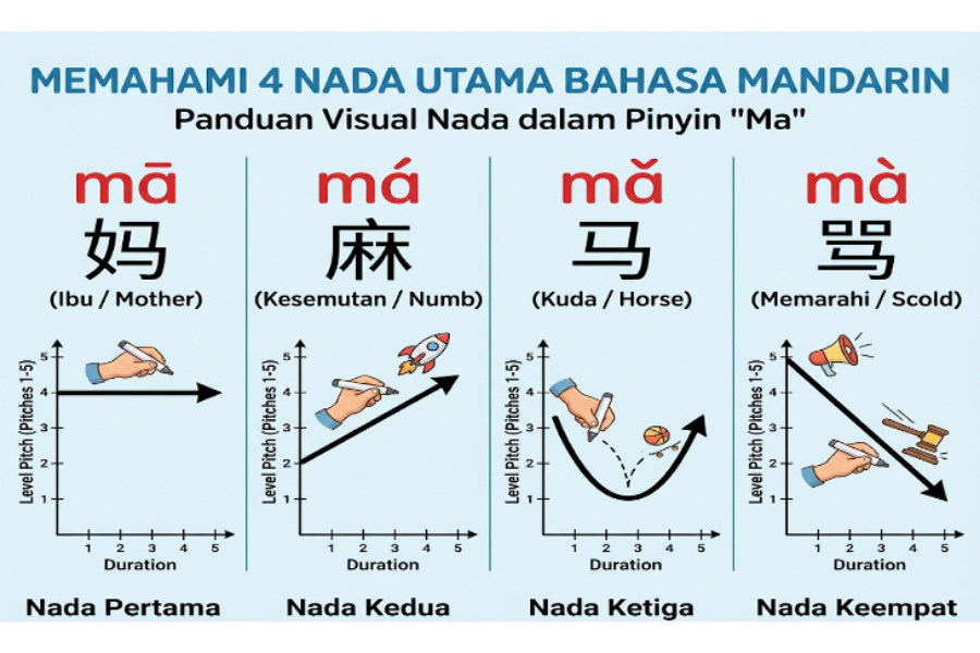 Belajar Nada (声调 shēng diào) Mandarin Lewat Gerakan dan Irama